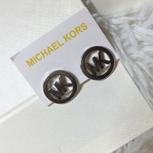 Mk silver logo stud earrings